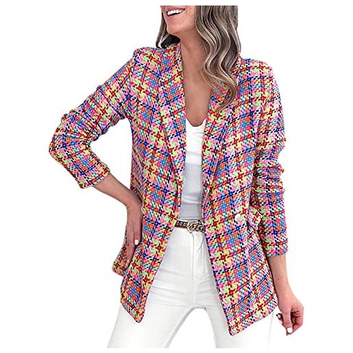 MJGkhiy giacche da abito e blazer da donna corto ol giacca cardigan manica lunga scollo a v giacca bottoni coprispalle bolero colletto aperto lavoro blazer giacca donna elegante a fantasia