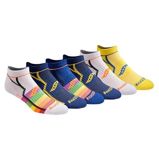 Saucony confezione multipla di calzini senza spettacolo performance comfort fit, colori vivaci assortiti (6 paia), shoe size: 5-8 (pacco da 6) uomo