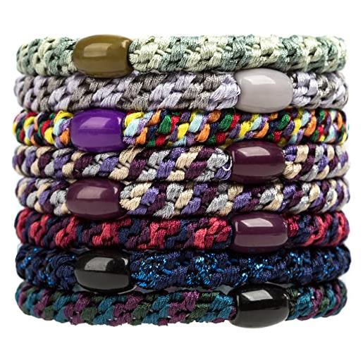 GUYI gygyl - 8 elastici per capelli di colore misto, per donne e ragazze, elastici per capelli spessi, non danneggiano e non si piegano (stile 9)