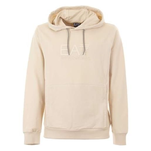Emporio Armani ea7 felpa visibility con cappuccio da uomo in cotone garzato, 7m000230 (it, testo, xxl, regular, regular, almond milk)