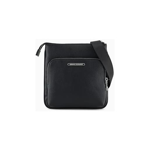 Armani Exchange tuta da uomo con logo middle lettering plate crossbody, nero, nero, taglia unica