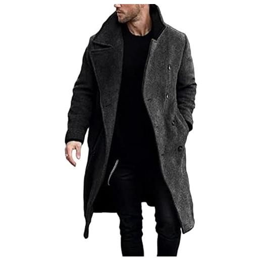 YAODAMAI cappotto in tweed da uomo autunno e inverno cappotto lungo in tweed spessorato a cinque colori e in più taglie