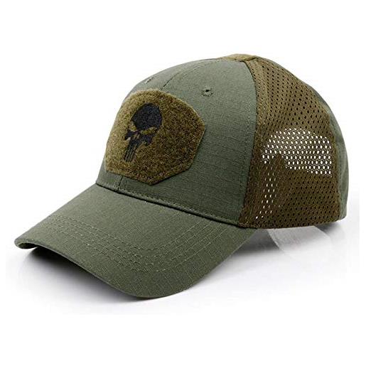 AJSJ cranio berretto da baseball tattico estate protezione solare mimetico militare arcamo airsoft caccia campeggio escursionismo pesca, verde, taglia unica