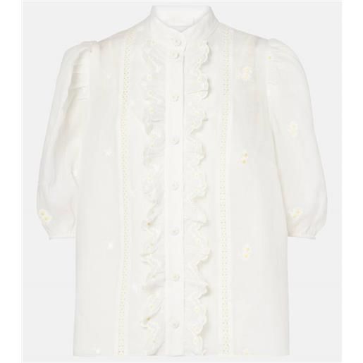 Zimmermann blusa acacia in ramia con volant