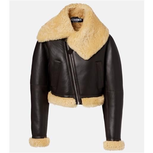 Jacquemus giacca cropped aviatore in shearling