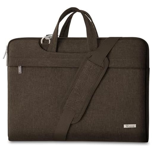 Voova borsa per computer portatile 17 17,3 pollici, borsa a tracolla per computer portatile leggera con manico a scomparsa per laptop 17.3, marrone