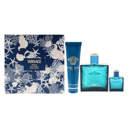 Versace eros by Versace for men - 3 pezzi regalo set 3,4 oz edt spray, 0,17 oz edt spray vial (mini), 5 oz shower gel