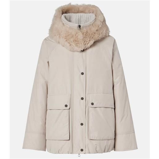 Brunello Cucinelli piumino in taffetã con shearling