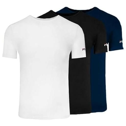 FILA 3 t-shirt uomo maglie intime cotone bielastico nero e assortito moda egidio (it, testo, xxl, regular, regular, assortito)