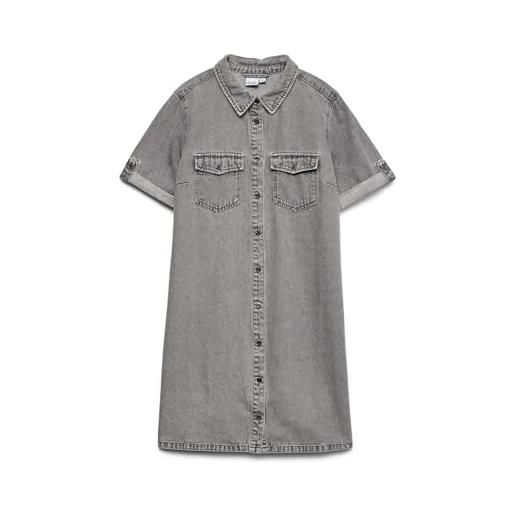 VERO MODA abito corto da donna vmjennie ss mix noos, denim grigio medio, xl