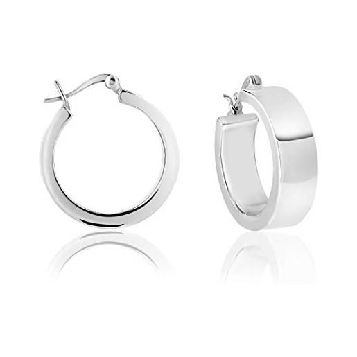 TreasureBay Orecchini A Cerchio Tondi In Argento 925, Larghi 5 Mm, Disponibili In Varie Misure (2-4 Cm), Ipoallergenici, Regalo Per Donna