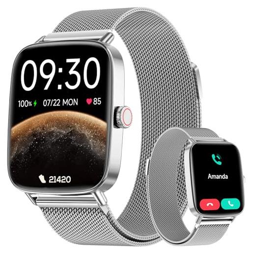 Tipmant Smartwatch Donna Uomo – Chiamate Bluetooth, Cardiofrequenzimetro, SpO2, 123 Sport, IP68 – Per IOS Android