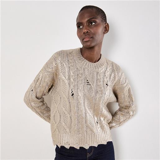 Apricot maglione a trecce con lana