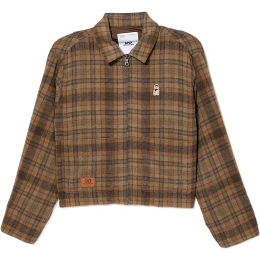 CHOCOOLATE bomber a quadri con applicazione - marrone