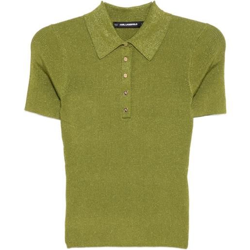 Karl Lagerfeld polo con effetto lurex - verde