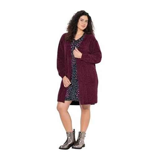 Ulla Popken chenille-strickjacke pullover, vino rosso scuro, 48/50 it donna