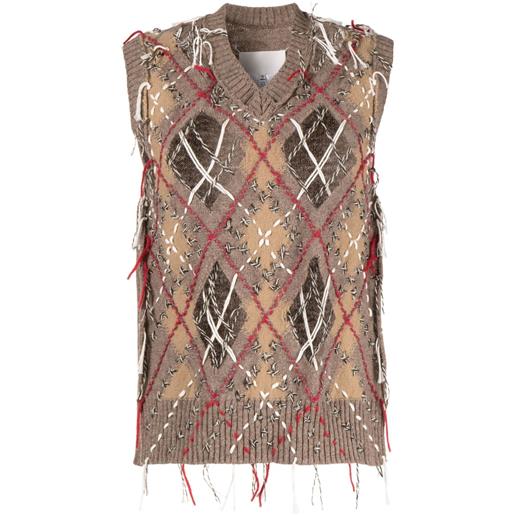 Maison Margiela canotta con intarsi - marrone