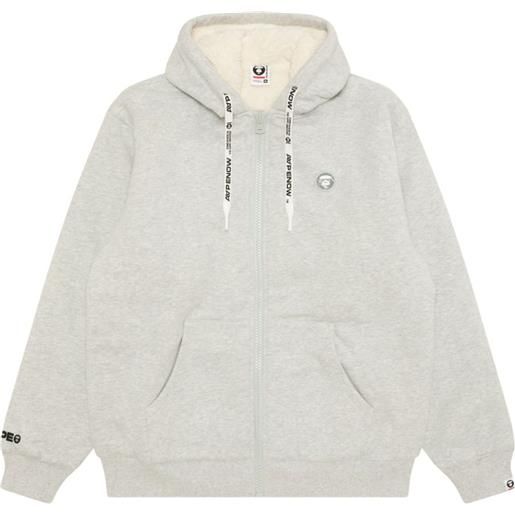 AAPE BY *A BATHING APE® felpa con zip, cappuccio e applicazione logo - grigio