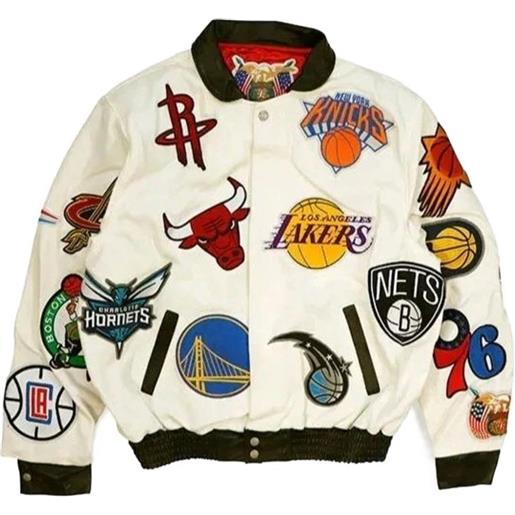 Jeff Hamilton giacca con collage nba - toni neutri