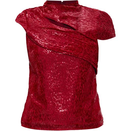 Self-Portrait blusa drappeggiata - rosso