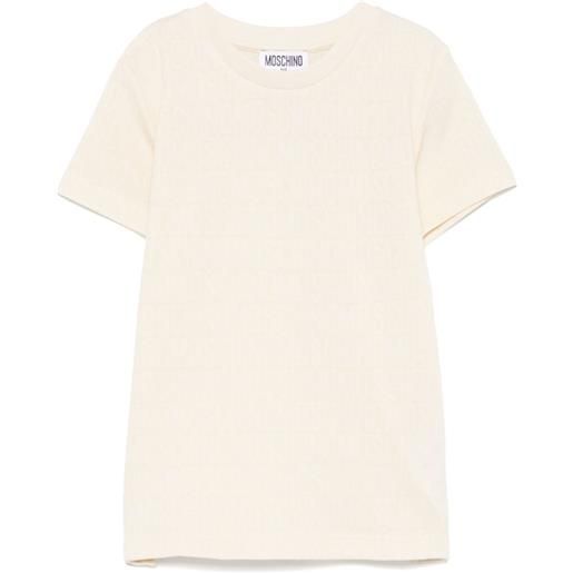 Moschino Kids t-shirt crop con logo jacquard - toni neutri