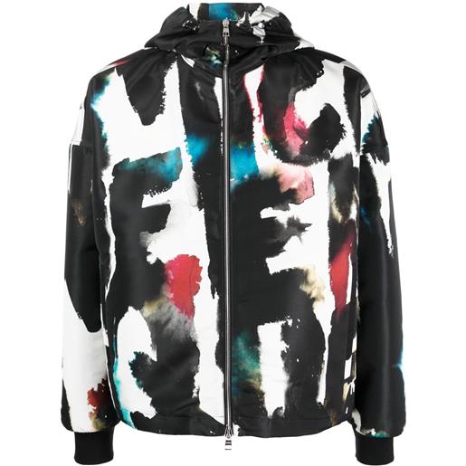 Alexander McQueen giacca a vento con stampa graffiti - nero