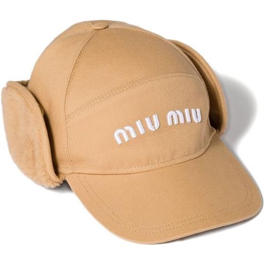 Miu Miu cappello con logo - toni neutri