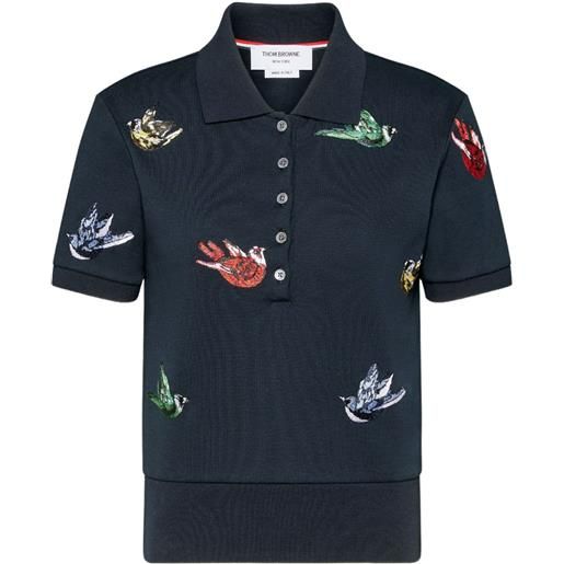 Thom Browne polo con ricamo - blu