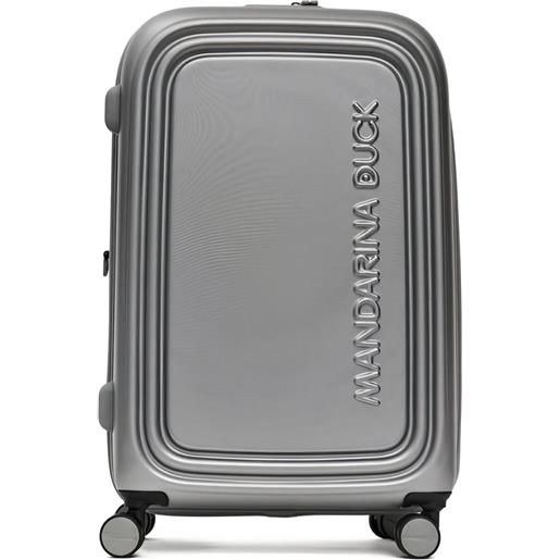 Mandarina Duck valigia con logo goffrato - argento