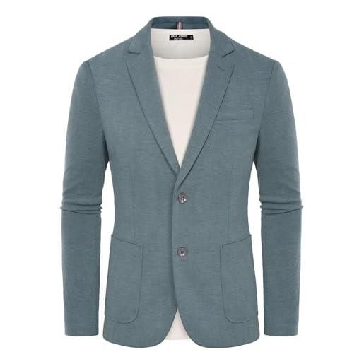 Pj paul jones giacca sportiva da uomo, casual, a maglia, con due bottoni, leggera, sfoderata, nero e grigio. , xl