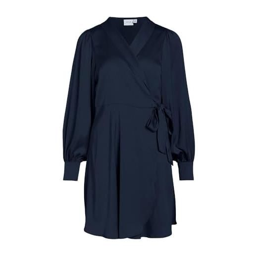 Vila vienna ravenna l/s short wrap dress-noos vestito, blazer blu marine, 46 donna