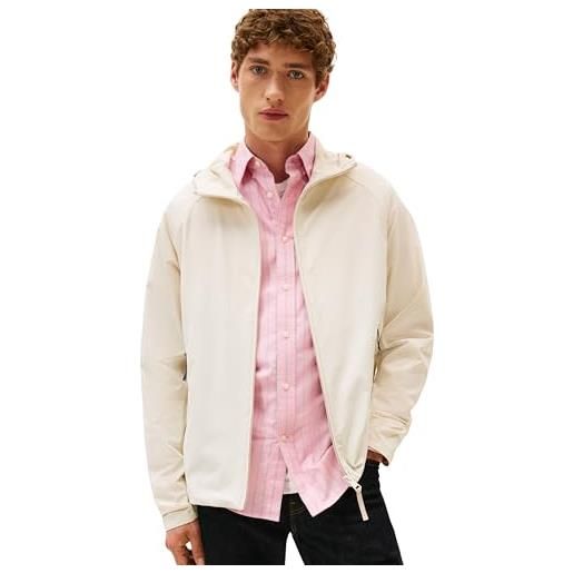 Tommy Hilfiger uomo giacca da mezza stagione hooded con cappuccio, avorio (newsprint), m