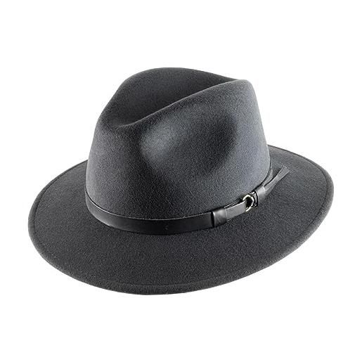 Classic Italy - cappello fedora feltro ripiegabile idrorepellente classic traveller - size 57 cm - anthracite