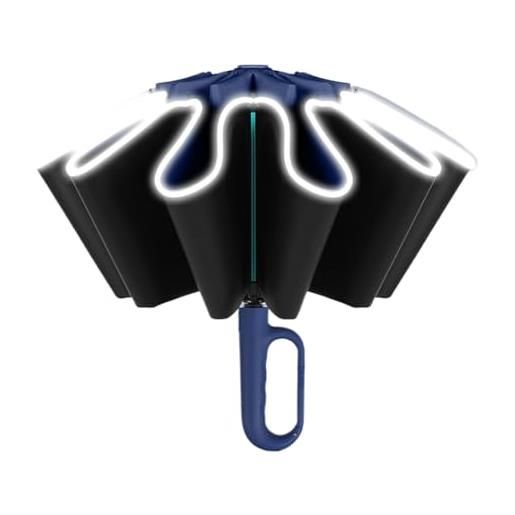 lmoikesz parasole con fibbia completamente automatico parte di supporto in fibra di vetro parasole con fibbia completamente automatico ombrellone in gomma, 27 pollici [grigio]