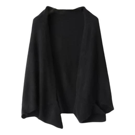 Generic mantella in lana da donna drappeggiata a maglia calda sciarpa a doppio scopo, nero , taglia unica