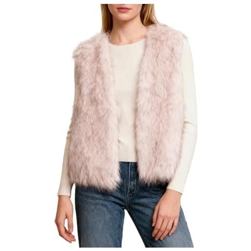 Amazhiyu gilet in pelliccia sintetica da donna, per autunno e inverno, senza maniche, in pelliccia sintetica, verde, s