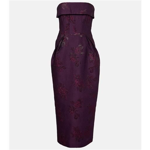 Rebecca Vallance abito da cocktail afina in broccato con stampa floreale