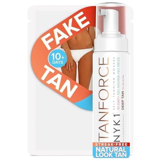 NYK1 tan. Force autoabbronzante viso e corpo (250 ml) mousse autoabbronzante per un'abbronzatura naturale e senza striature - autoabbronzanti che non macchia, graduale e asciugatura rapida