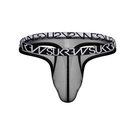 SUKREW - intimo da uomo mutandine a perizoma - sheer low-rise thong underground black - 1x taglia m