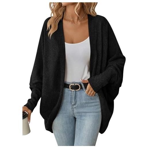 Generico cardigan da donna di media lunghezza, maniche lunghe a pipistrello, aperto sul davanti, cardigan in maglia a coste con scollo a v, elegante maglione, giacca, capospalla per autunno inver