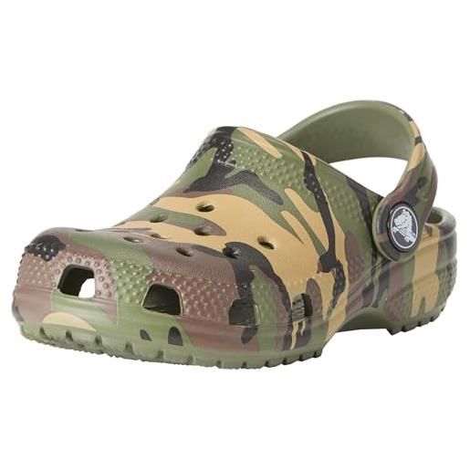 Crocs classic camouflage clog t, zoccoli unisex-bambini e ragazzi, verde militare multicolore, 7 uk child