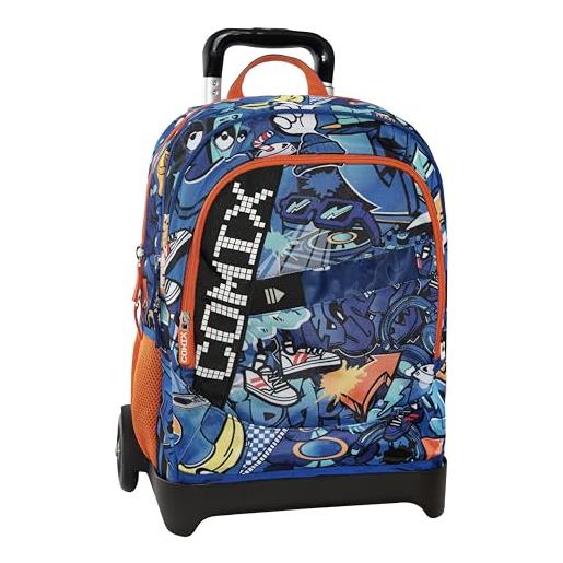 COMIX ultra bright - zaino scuola trolley staccabile, con pannello scrittura led, ampi scomparti, ruote sostituibili, maniglia regolabile, spallacci imbottiti regolabili, fondo preformato, 34x52hx22cm