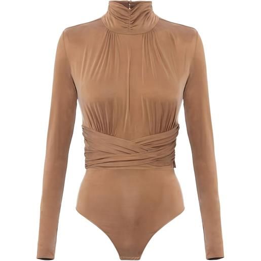 Elisabetta Franchi body con nastro - marrone