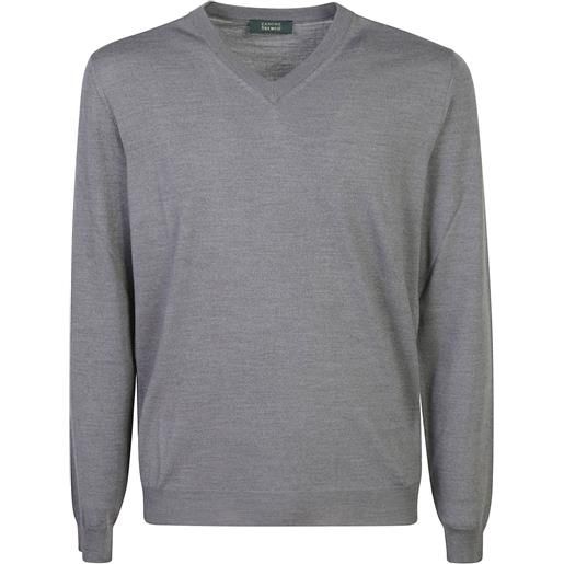 Zanone felpa con scollo a v - grigio