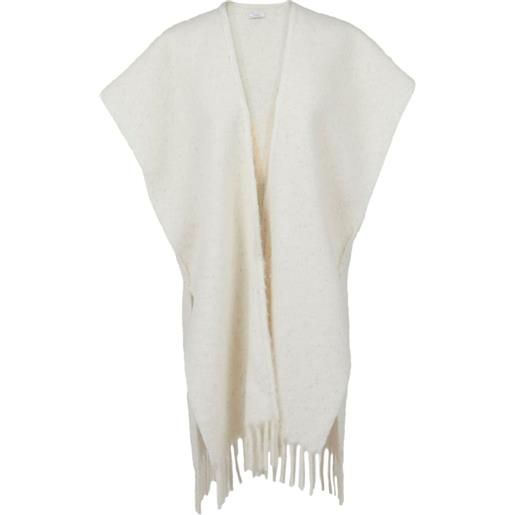 Peserico mantella con frange - bianco
