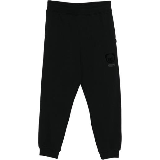 Moschino pantaloni con logo e ricamo - nero