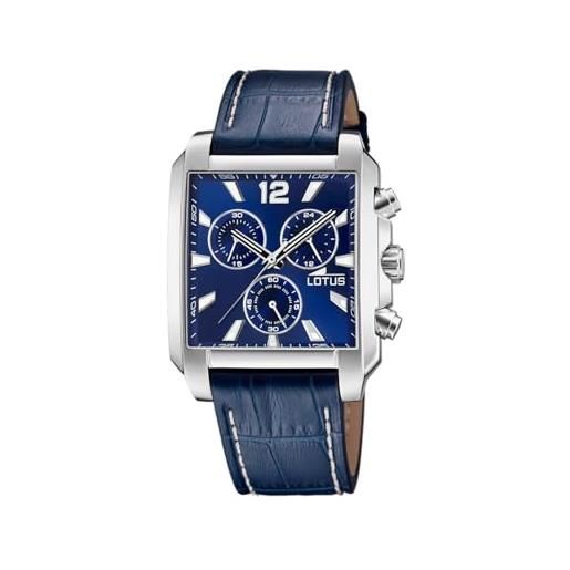 Lotus Orologio Uomo 18239/1 | Cassa In Acciaio, Cinturino In Pelle Con Motivo Coccodrillo | Quadrante Bianco, Vetro Minerale, Impermeabile 5 ATM