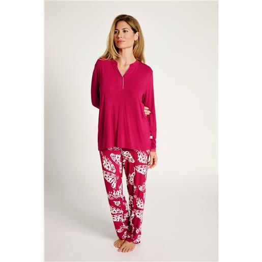 MUYDEMI pigiama lungo da donna con stampa a foglie | MUYDEMI