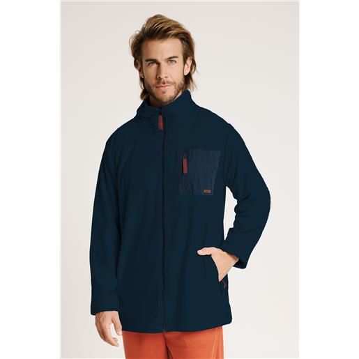 MUYDEMI accappatoio da uomo blu navy con cerniera e tasca | MUYDEMI