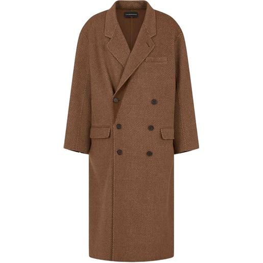 Emporio Armani cappotto doppiopetto con revers a lancia - marrone
